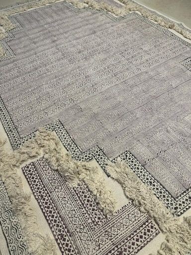 Bali Rug Cotton Black/Purple Print 216 CM X 158 CM