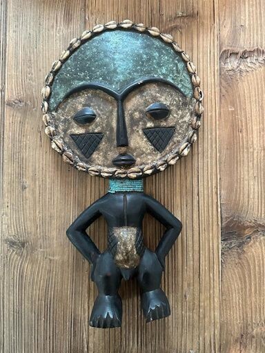 African Ashanti Fertility Doll Turquoise 45 CM X 25 CM