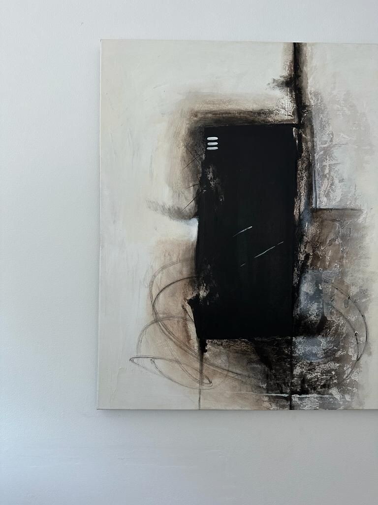 Abstract Painting Black / White / Grey 100 CM X 120 CM