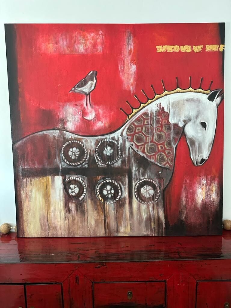 Horse And Bird Painting 150 CM X 150 CM