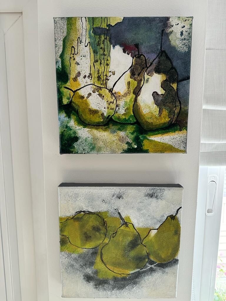 Pair of Pears Paintings Each 30 CM X  30 CM