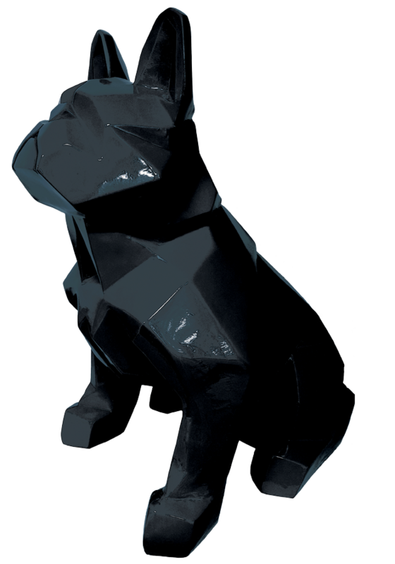 Gelakte geometrische hond decoratie H65 cm