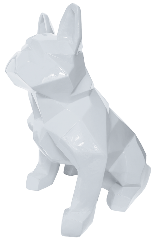 Lacquered geometric dog decoration H65 cm