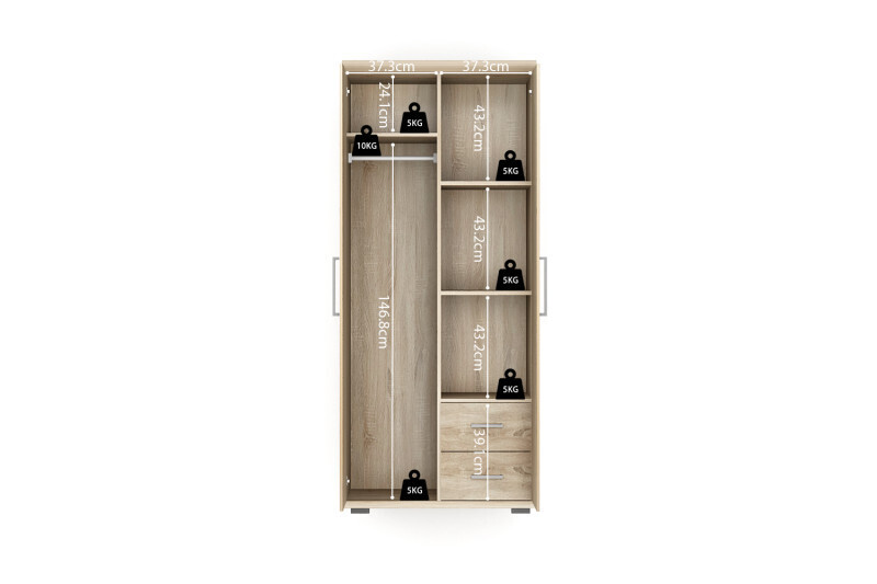 Keyi 2 deuren met stang en planken (Sonoma) 80cm