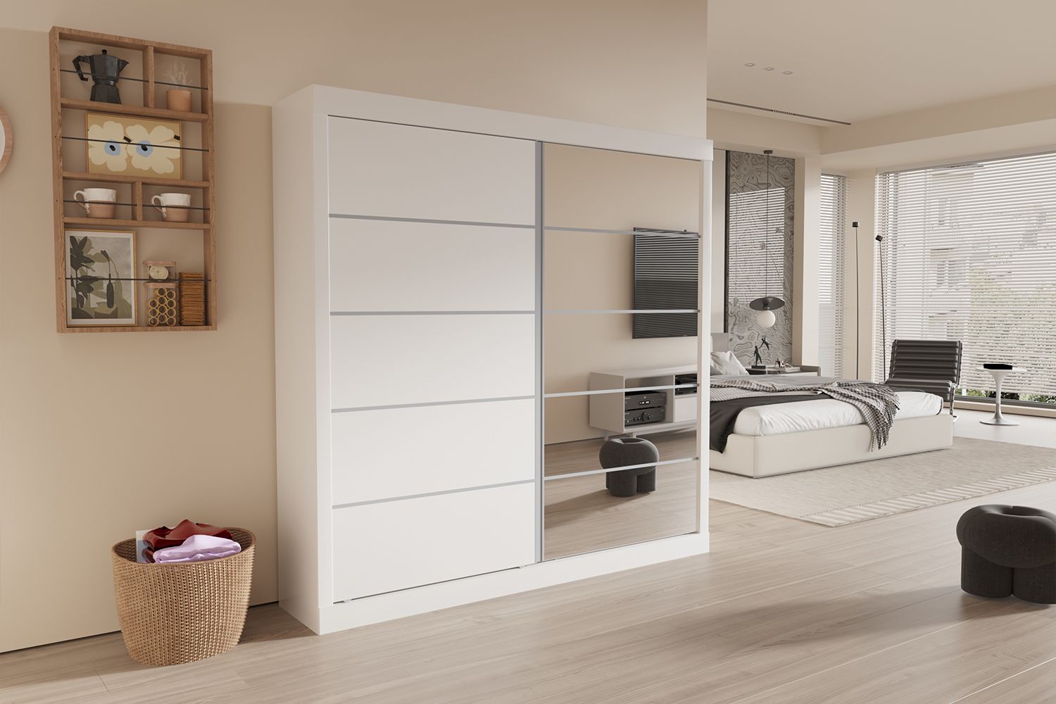 Keyi 2 sliding doors with mirror (2 colors) 182cm