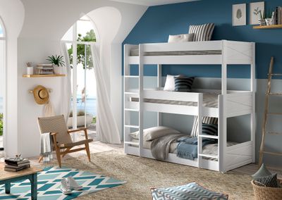 Pine triple bed