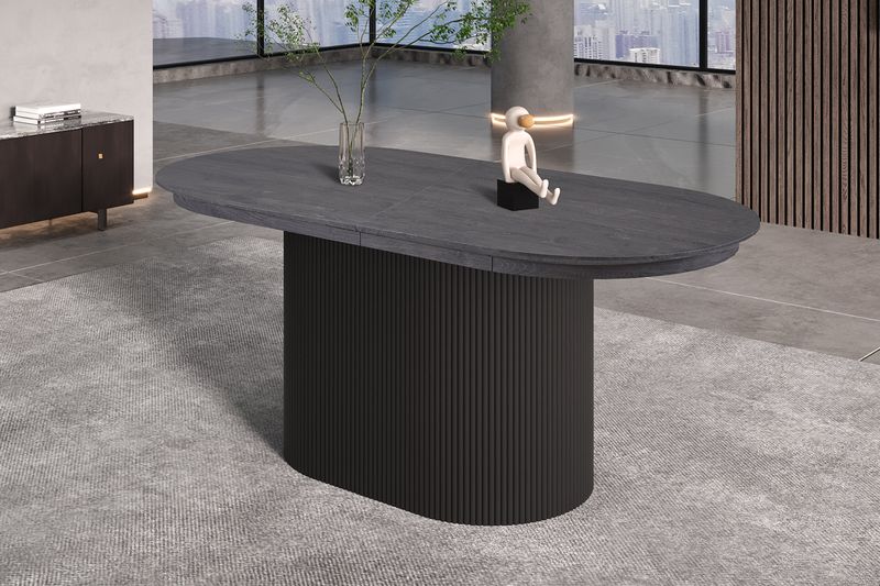 Lage oval extendable dining table (Dark brown)