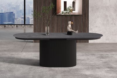 Lage oval extendable dining table (Dark brown)