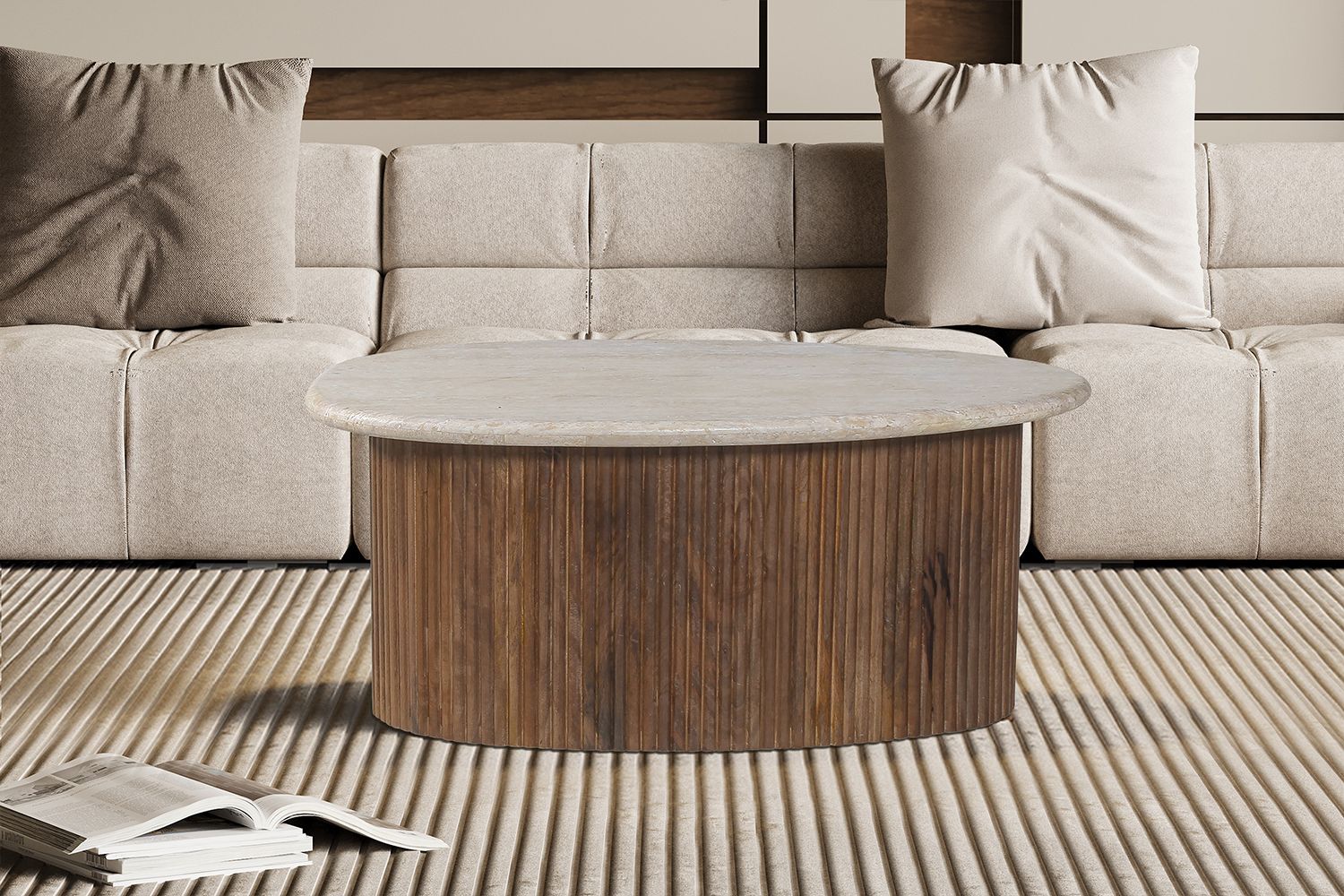 Louise large (Mango wood with travertine)