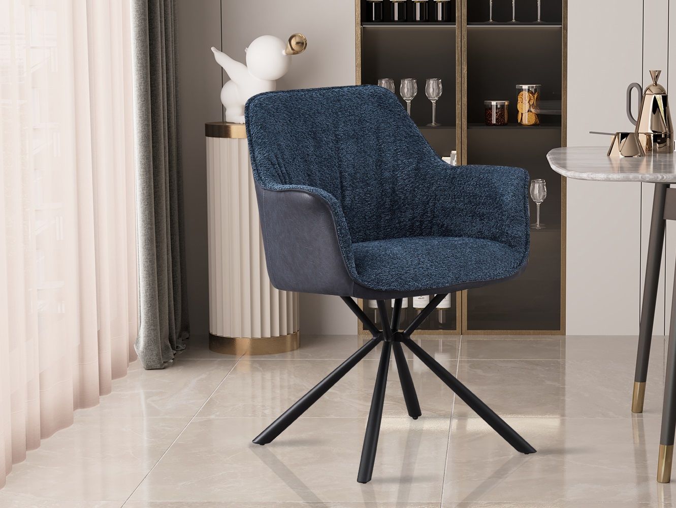 Lucy (PU blue/Fabric bouclé blue)