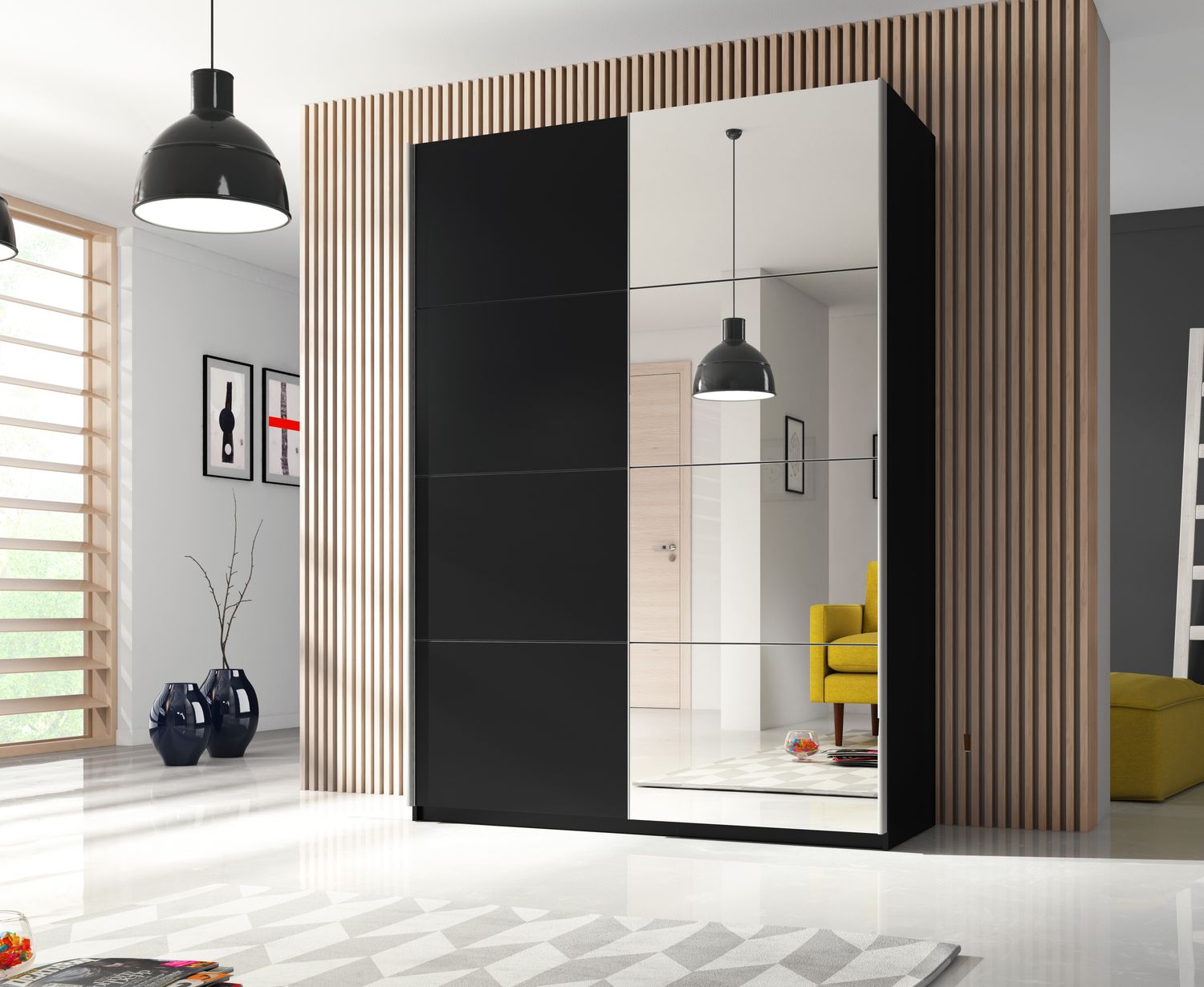 Bety : wardrobe with 2 sliding doors with 1 mirror