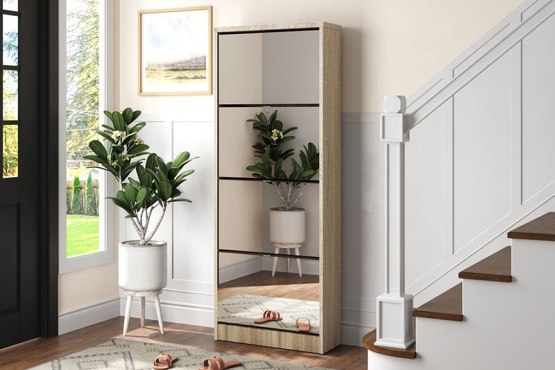 Shoe Cabinet Max 4 with mirror (Sonoma Oak)