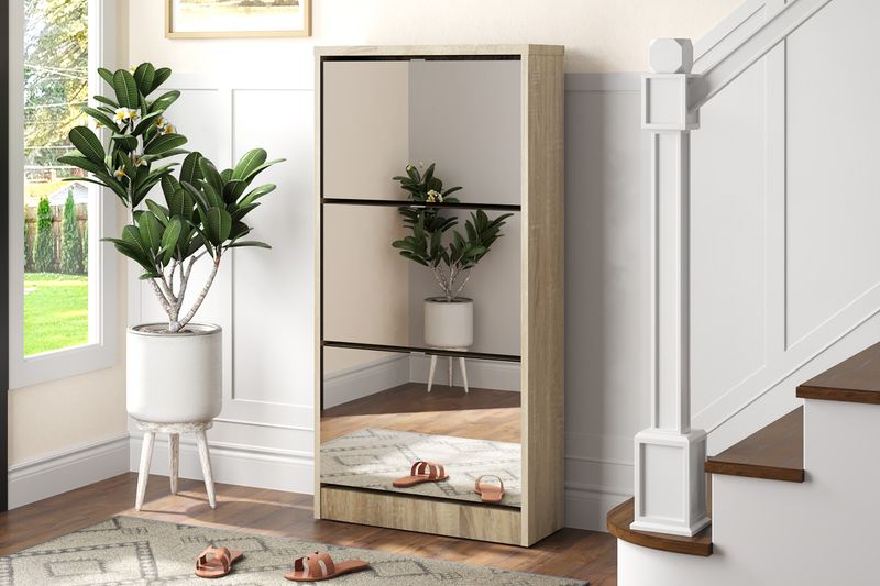 Shoe Cabinet Max 3 with mirror (Sonoma Oak)
