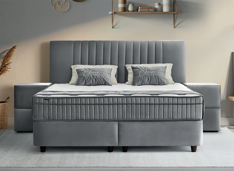 Clara (Grey) with mattress &amp; storage