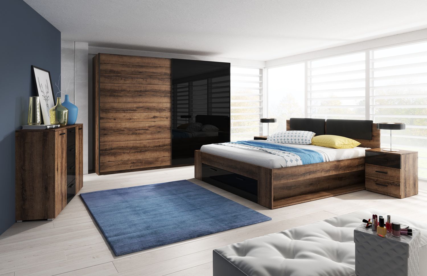 Galaxy wardrobes (Dark wood and black)