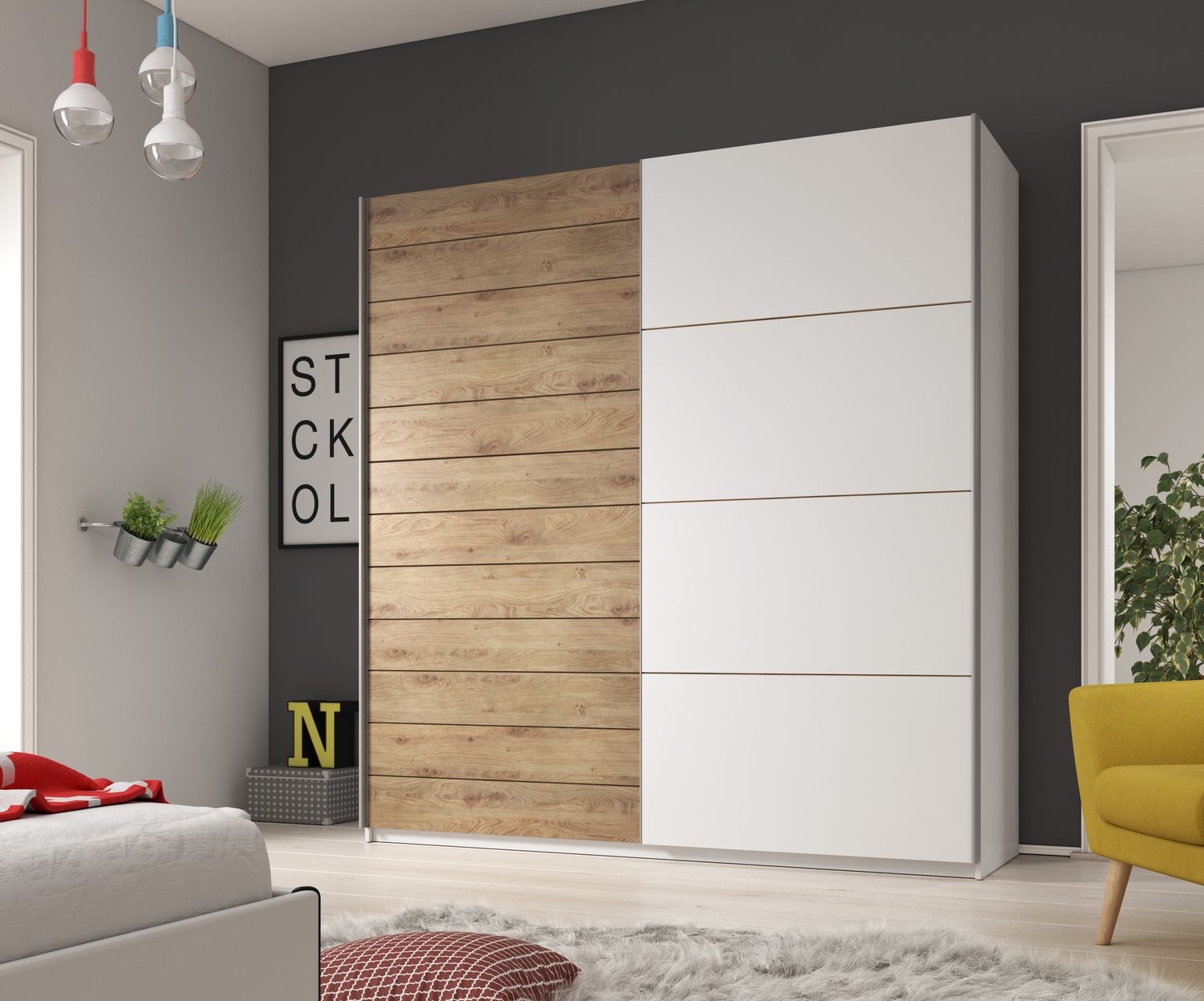 Galaxy wardrobe (Oak/White)
