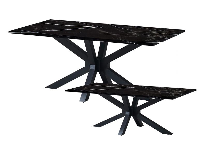 Brescia set (2pc) dining + coffee table (Marble black)