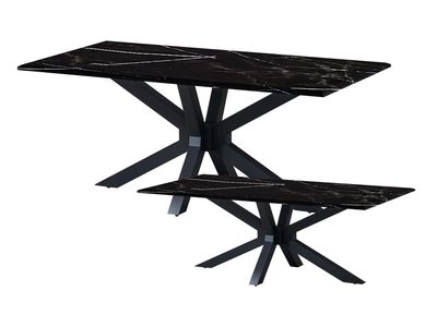 Brescia set (2stuks) eettafel + salontafel (Marble black)