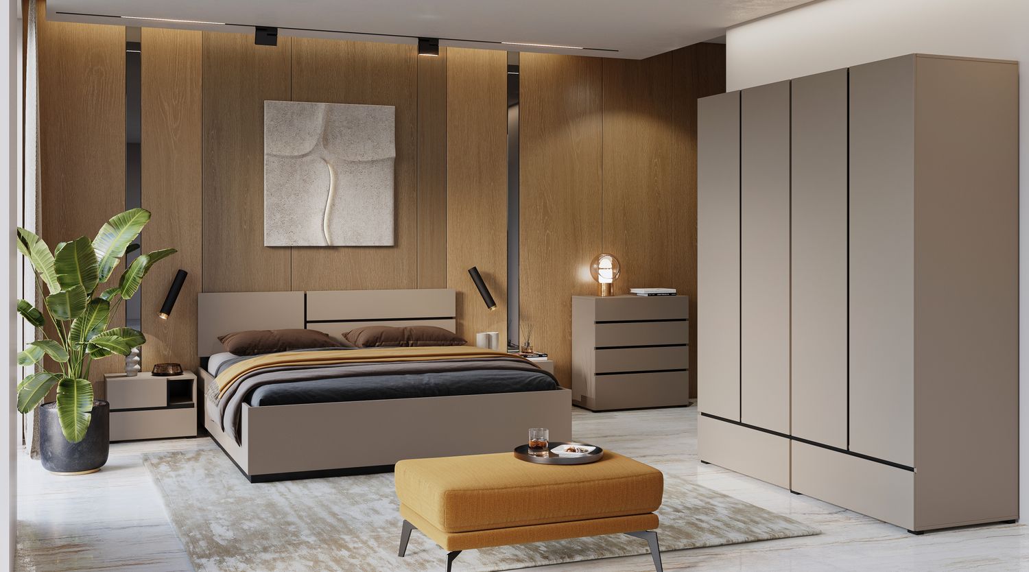 Crossy bedroom (Taupe)