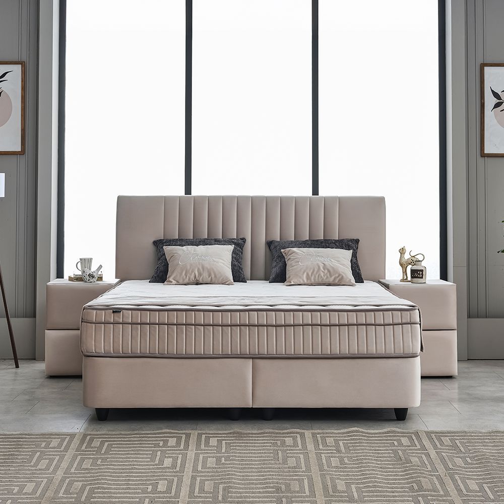 Clara (Beige) with mattress &amp; storage