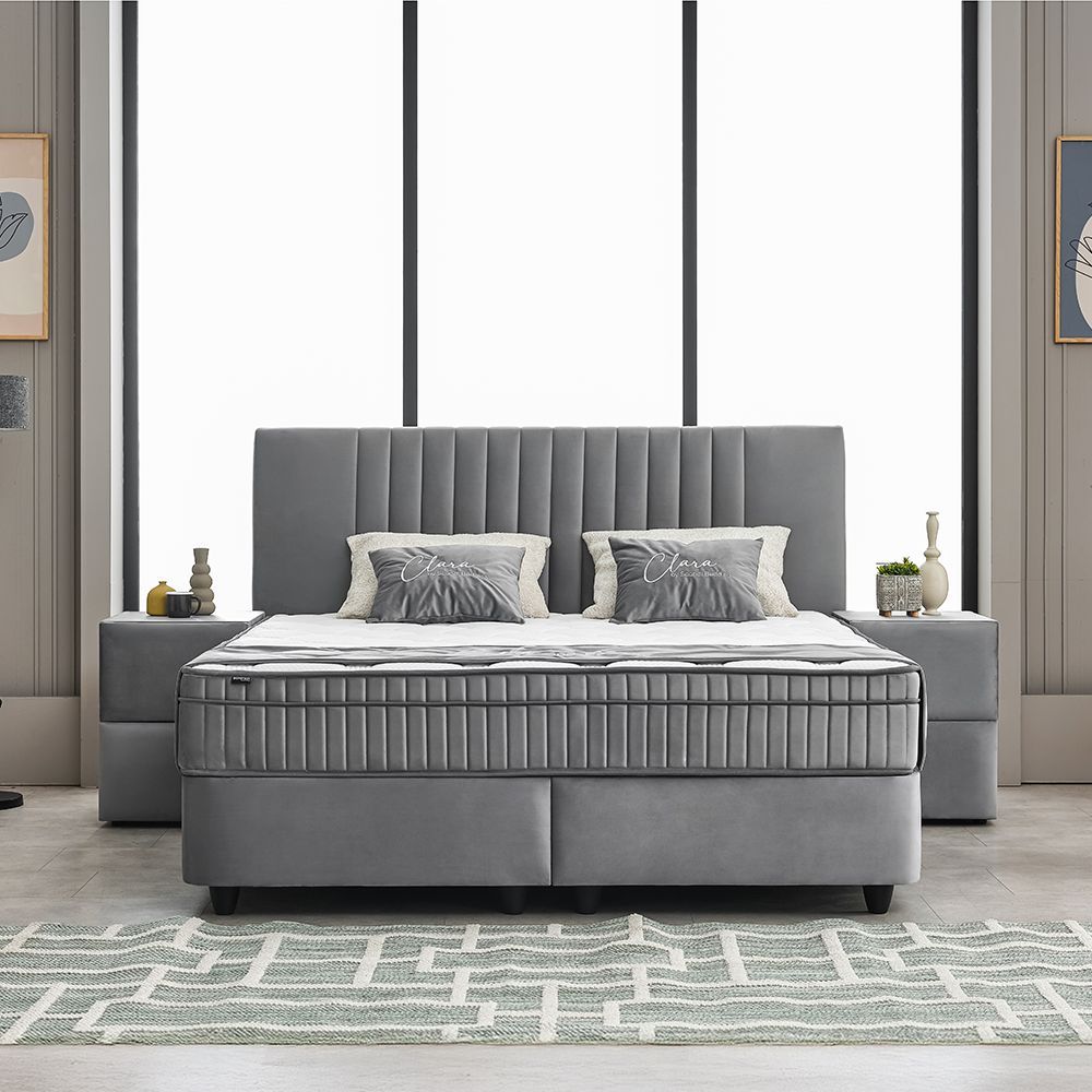 Clara (Grey) with mattress &amp; storage