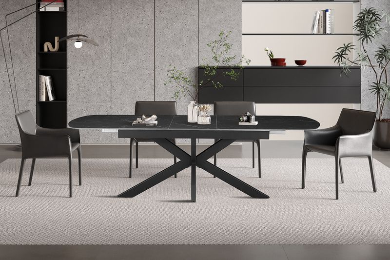 Estia : ext. dining table 180-220cm (Stone black)