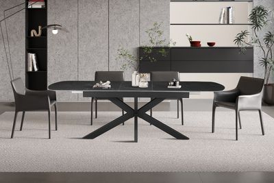 Estia : ext. dining table 180-220cm (Stone black)