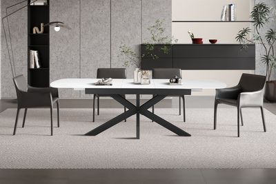 Estia : ext. dining table 180-220cm (Stone white)