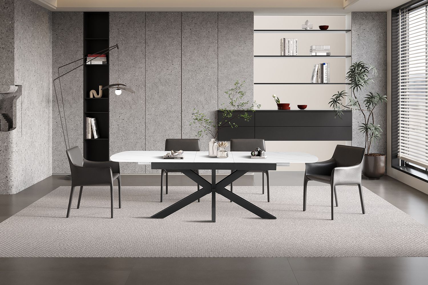 Estia : ext. dining table 180-220cm (Stone white)