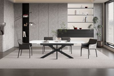 Estia : ext. dining table 180-220cm (Stone white)