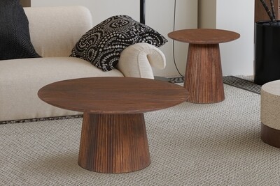 Set Coffee tables : Mige (Ø80+50cm) light brown