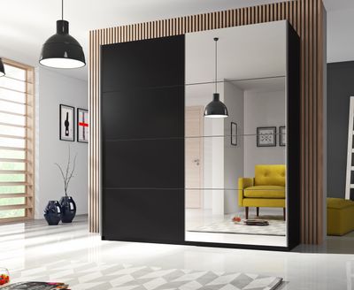 Bety : wardrobe with 2 sliding doors with 1 mirror (black mat)