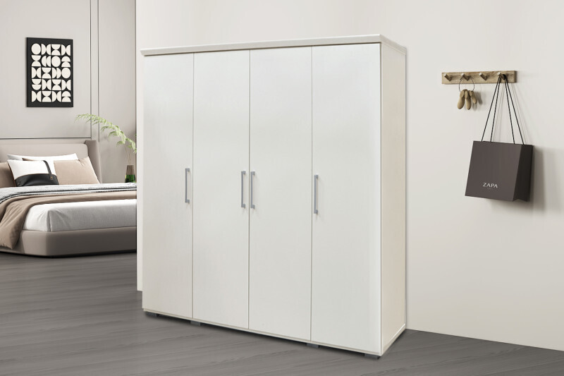 Keyi 4 deuren met hangbaar en legplanken (Wit) 160cm