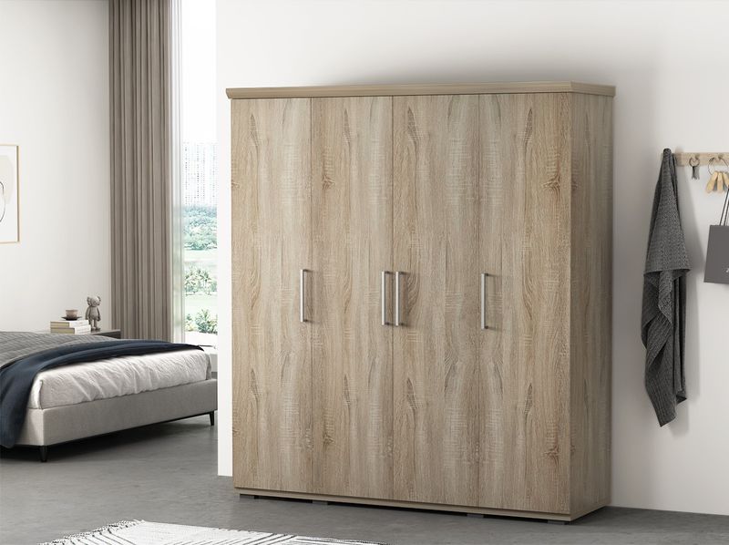 Keyi 4 deuren met hangbaar en legplanken (Sonoma) 160cm