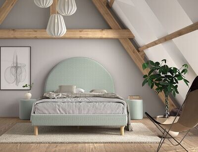 Lune 140x200cm avec sommier (Tissu Bouclé)