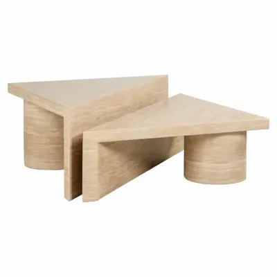 Fictus coffee table set Travertine faux (Beige)