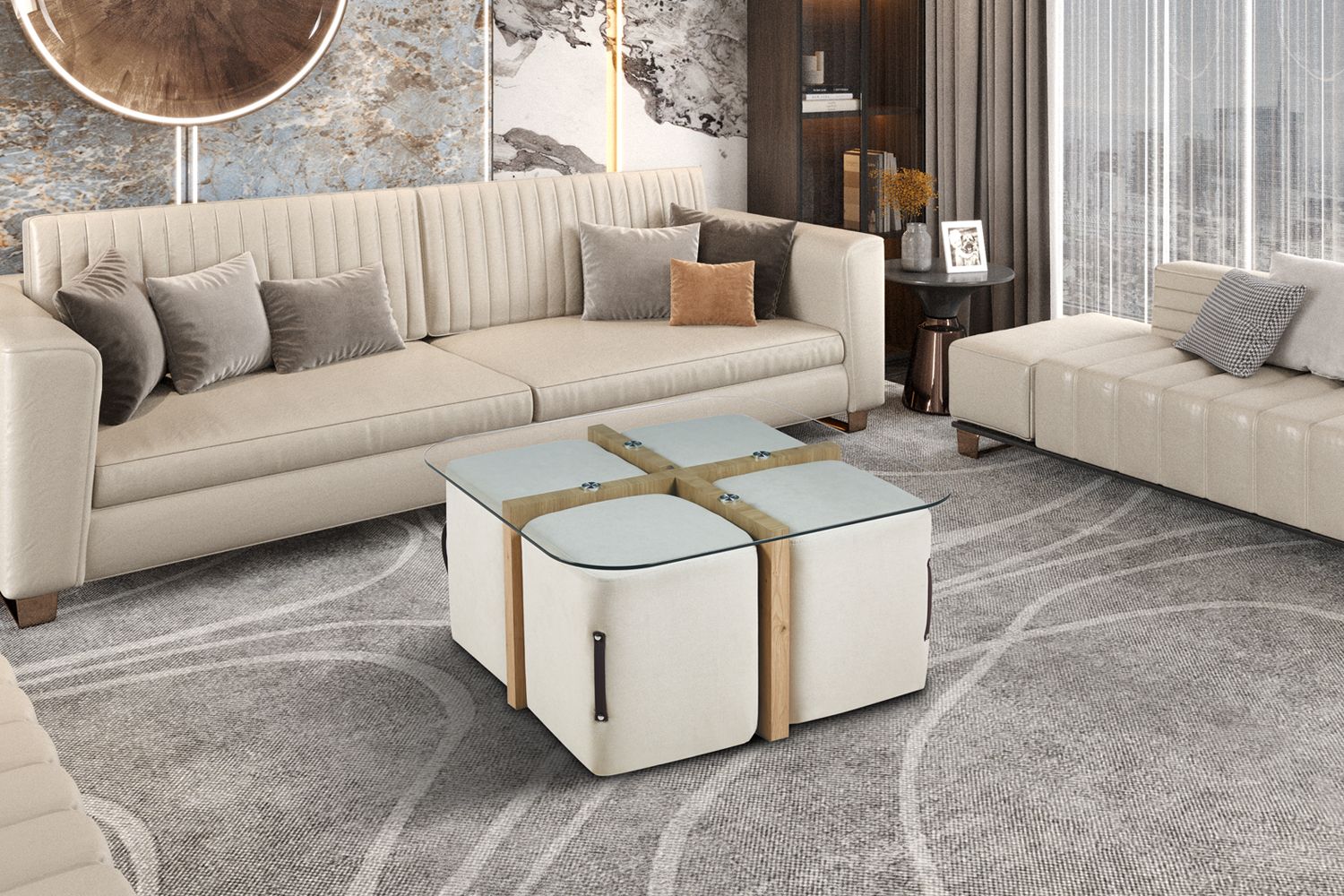 Hana (set) with 4 poufs