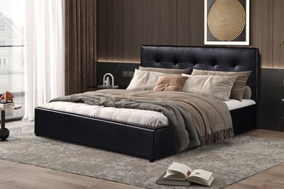 Porti 160x200cm (lederlook zwart)