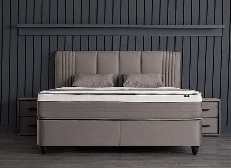 Belicia 180x200cm (gris velours) avec matelas et rangement