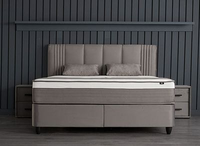 Belicia 180x200cm (gris velours) avec matelas et rangement