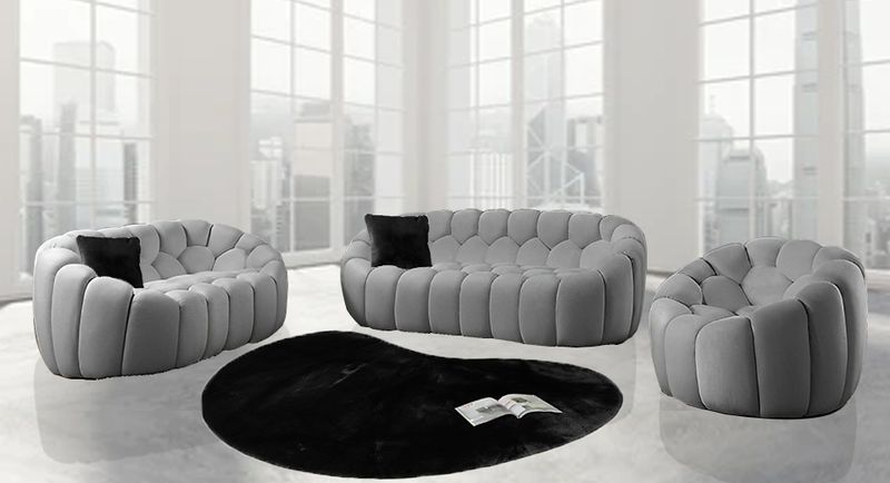 Bolla 3/2/1 seater (Teddy fabric grey)