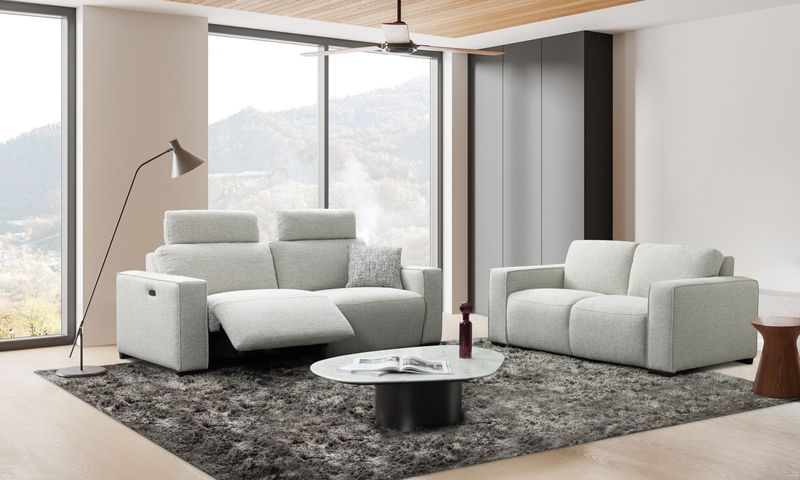 Natalie 3+2: Fabric Oyster grey (With 2 electrical relax)