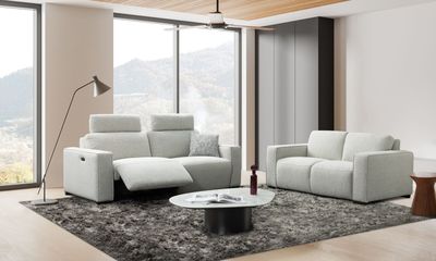Natalie 3+2: Fabric Oyster grey (With 2 electrical relax)