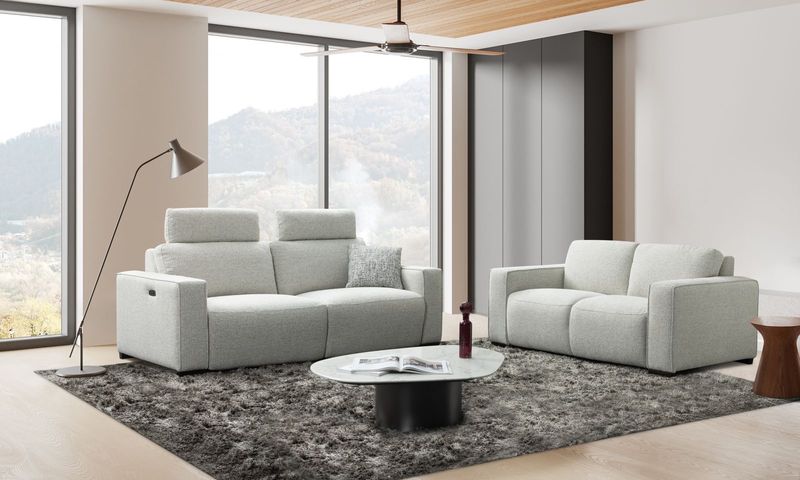 Natalie 3+2: Fabric Oyster grey (With 2 electrical relax)