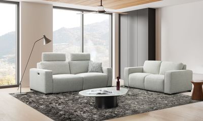 Natalie 3+2: Fabric Oyster grey (With 2 electrical relax)
