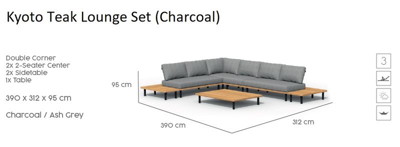 Kyoto Teak Lounge Set (charcoal)