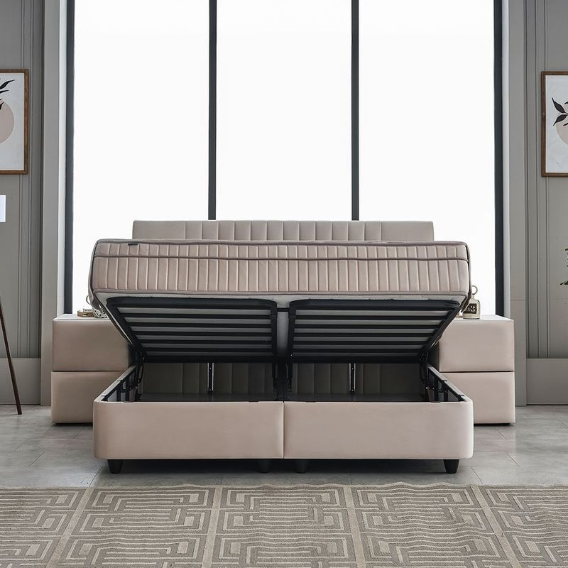 Clara (Beige) with mattress &amp; storage