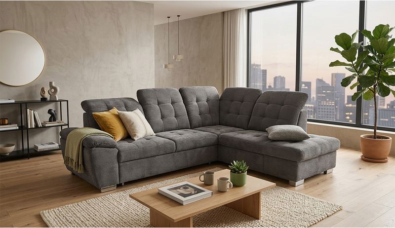 Nomi (Ribbed velvet grey) with bed &amp; box