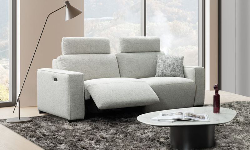 Natalie 3 seater : Fabric Oyster grey (With 2 electrical relax)