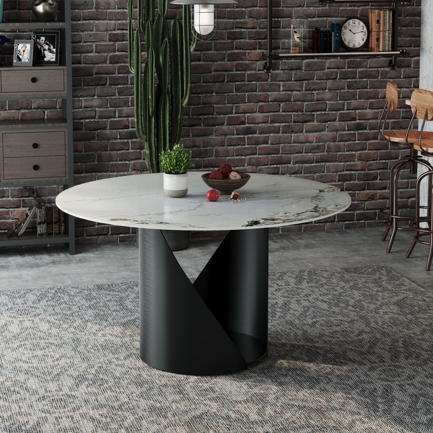 Napoli : round dining table in ceramic (Ø127cm)
